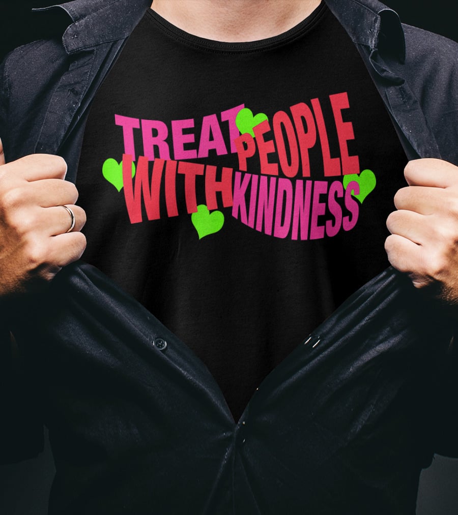 Treat People With Kindness Neon Hearts T-Shirt