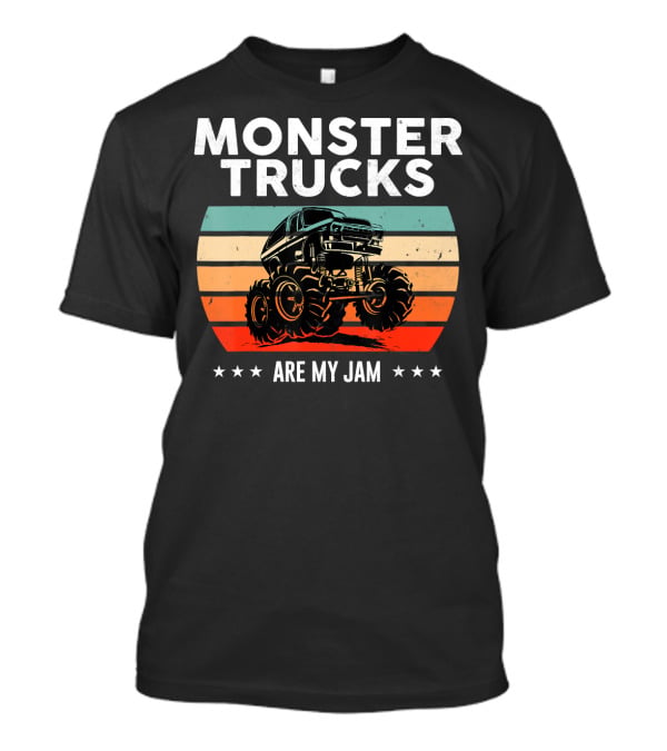 Monster Trucks Are My Jam Retro Sunset Vintage Cool Engines T-Shirt