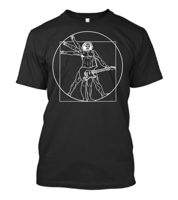 Vitruvian Man Leonardo Da Vinci Guitar Musician T-Shirt