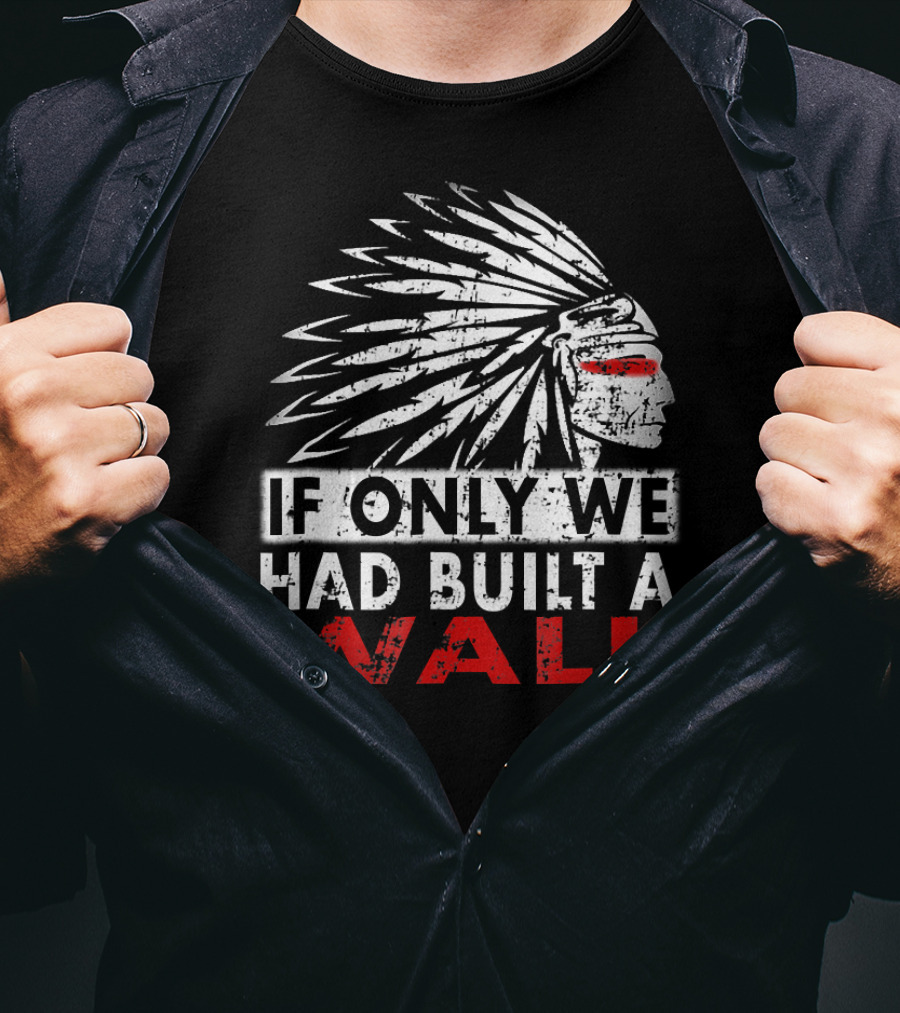 If Only We Had Built A Wall Native American Head Dress T-Shirt