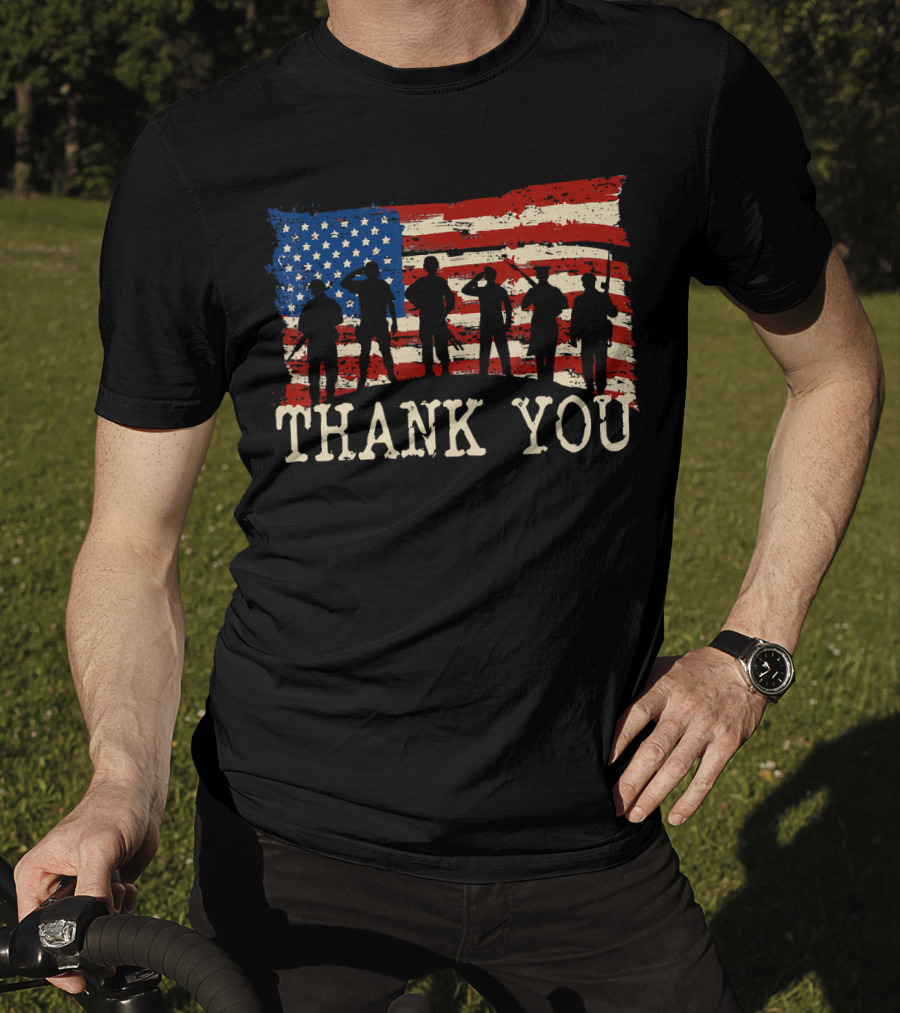 Thank You American Flag Thank You Veterans Proud Veteran T-Shirt