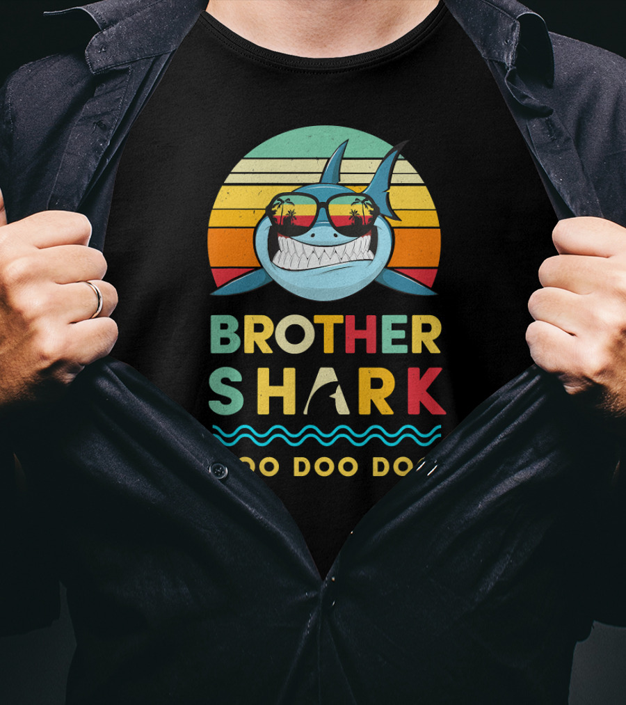 Brother Shark Doo Doo Doo Retro Sunglasses Kids Toddler T-Shirt