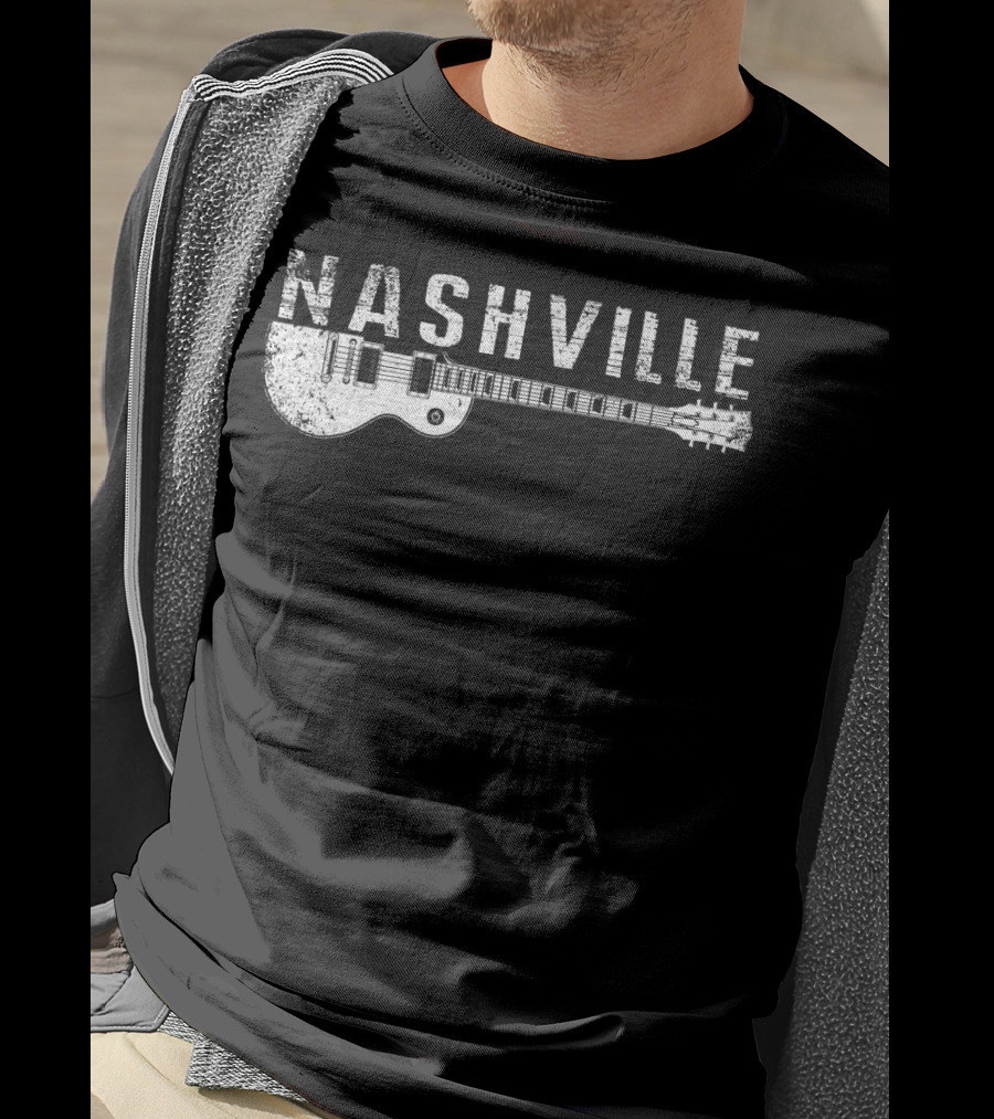 Nashville Guitar Music Country Music Lovers Iconic Instrument Themes T-Shirt