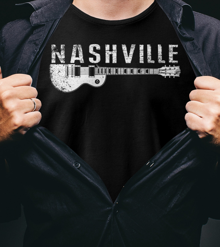 Nashville Guitar Music Country Music Lovers Iconic Instrument Themes T-Shirt