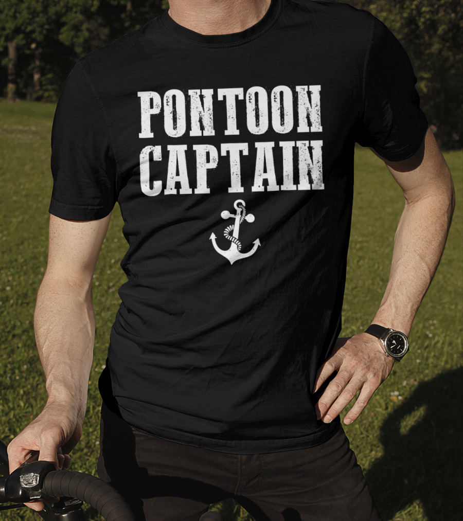 Pontoon Captain Anchor Logo Funny Boating T-Shirt