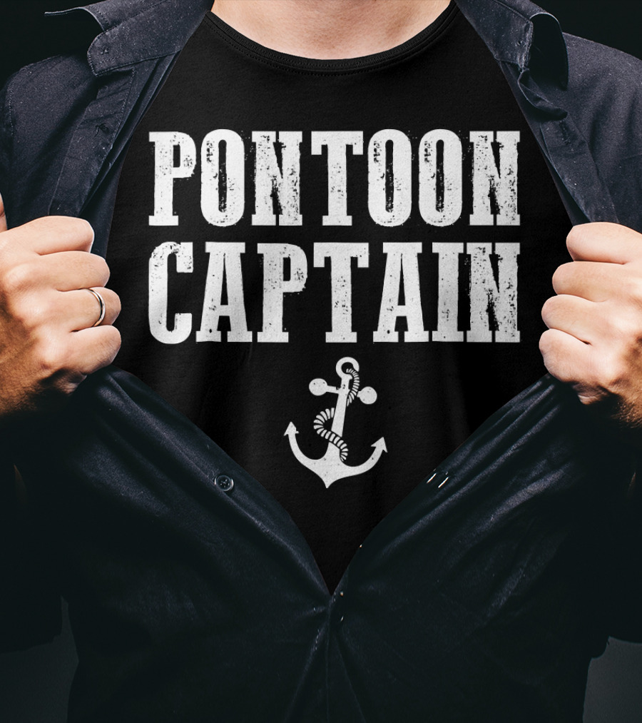 Pontoon Captain Anchor Logo Funny Boating T-Shirt
