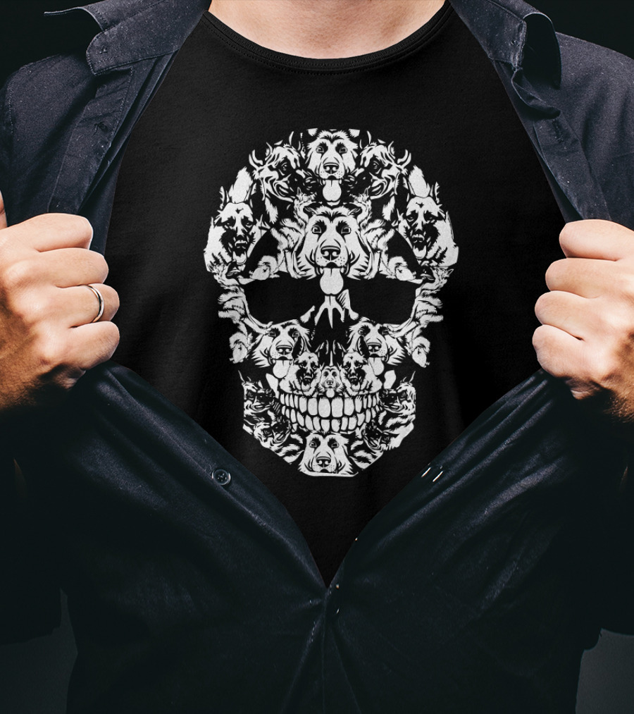 Skull Composed Of German Shepherd Dog Faces T-Shirt