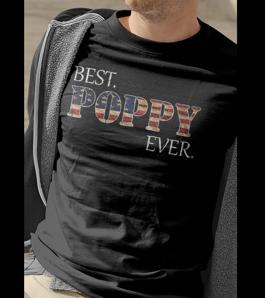 Best Poppy Ever American Flag Vintage Patriotic T-Shirt