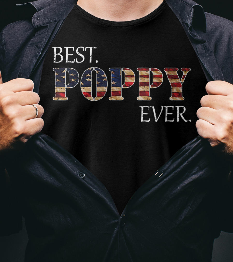 Best Poppy Ever American Flag Vintage Patriotic T-Shirt