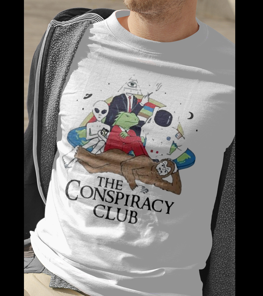 Alien Bigfoot Astronaut Conspiracy Club With Reptilian And Secret Symbols T-Shirt