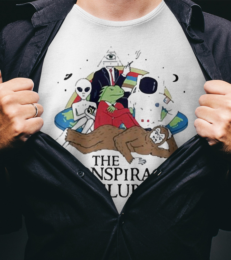 Alien Bigfoot Astronaut Conspiracy Club With Reptilian And Secret Symbols T-Shirt