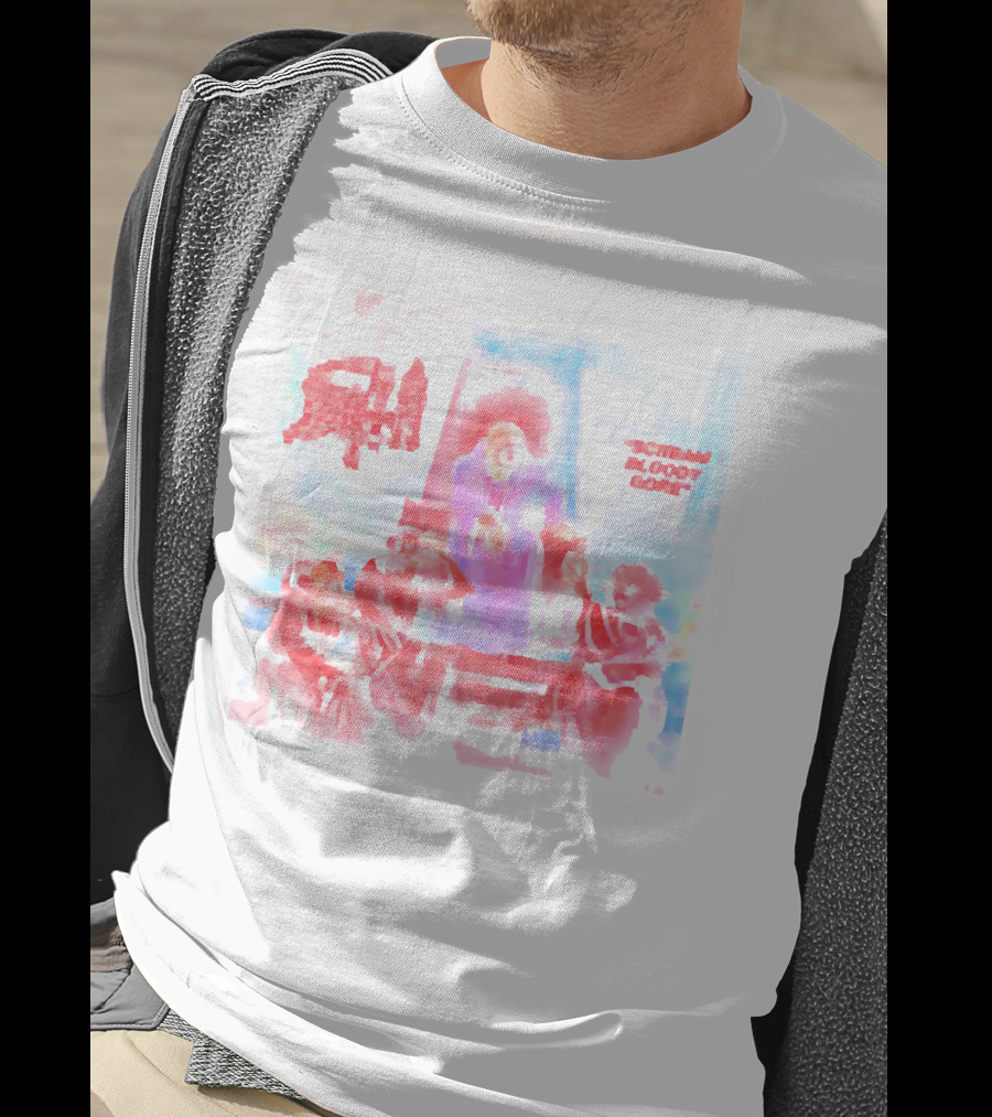 Death Scream Bloody Gore Album Art Scene Featuring Red Ruling Figure And Gathered Figures T-Shirt