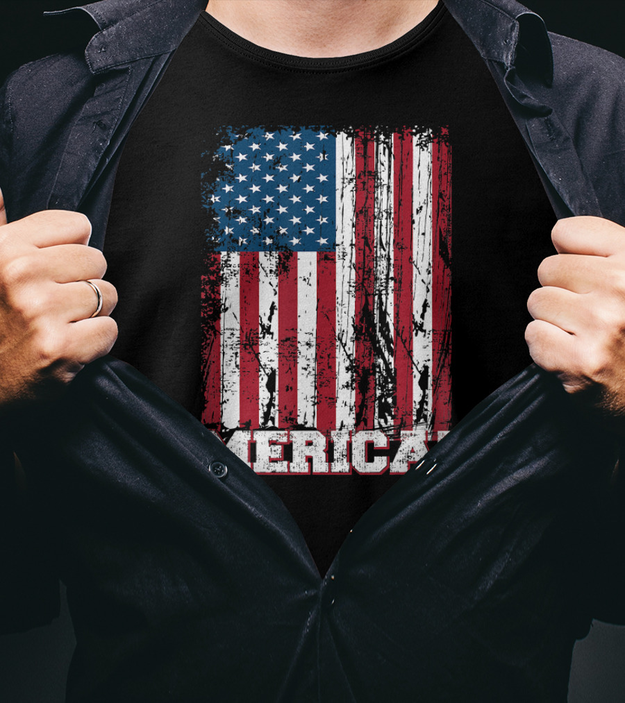 Merica American Flag Independence Day Patriotic T-Shirt