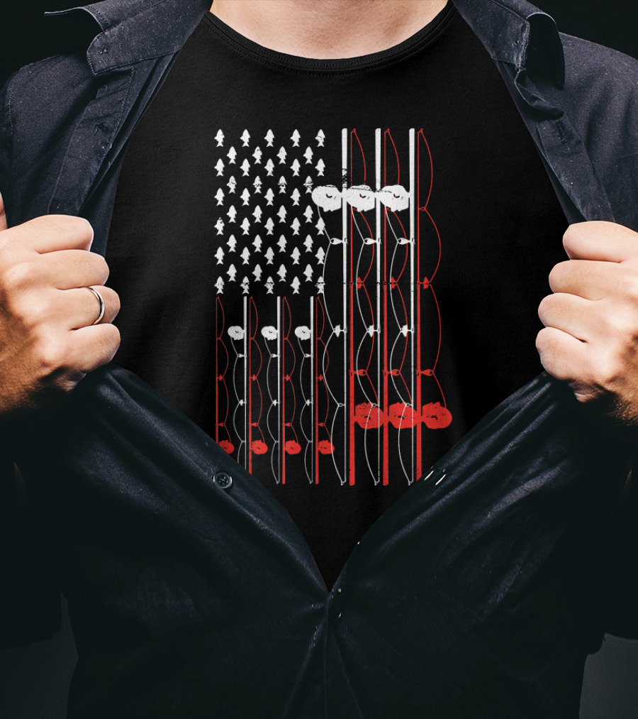 American Fisherman Flag Rod Lure Fishing Lover T-Shirt