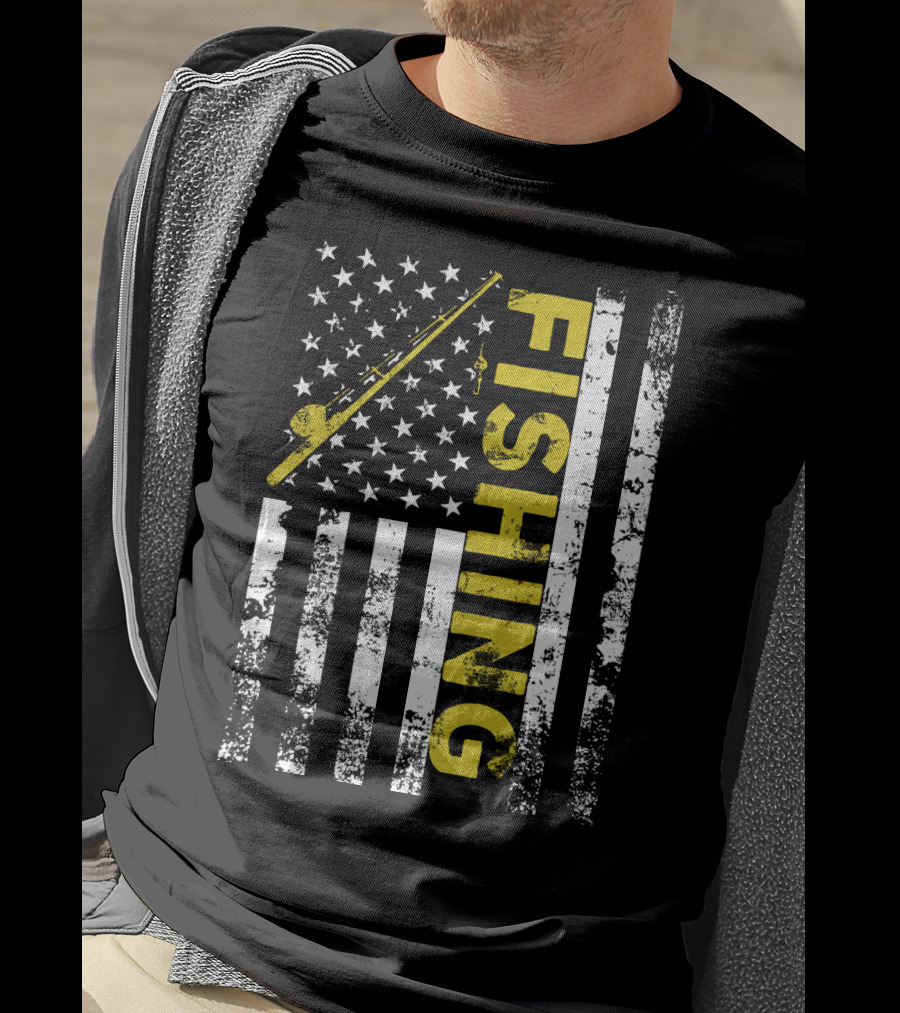 American Flag Fishing USA Patriotic T-Shirt