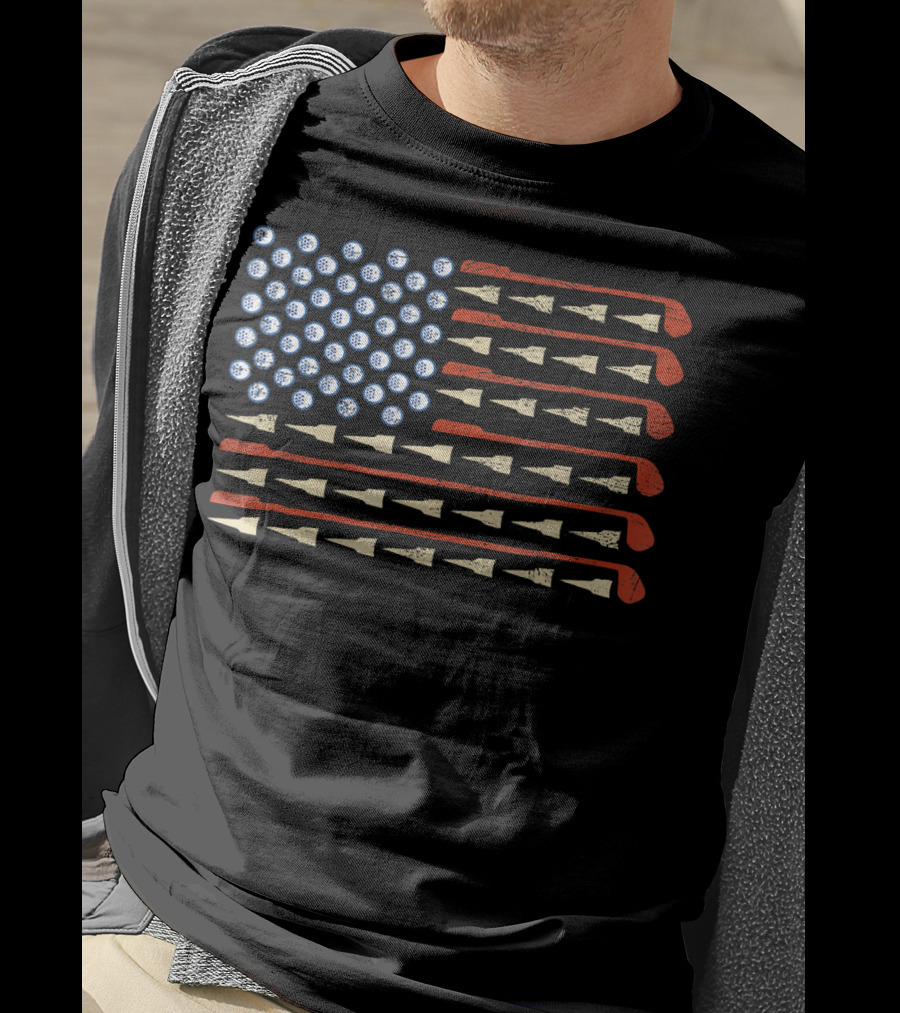 American Flag Golf Balls And Clubs Sports Humor T-Shirt