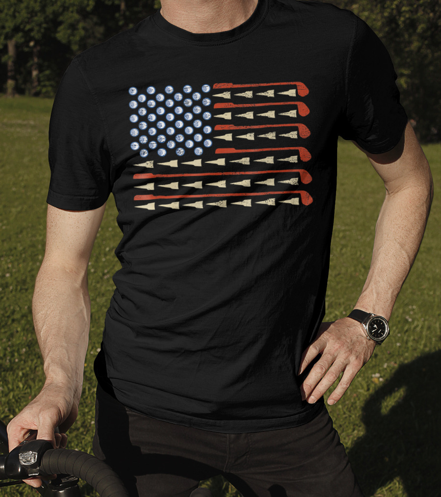 American Flag Golf Balls And Clubs Sports Humor T-Shirt