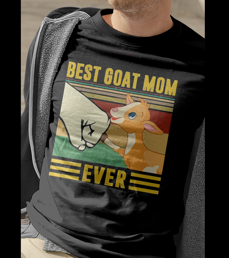 Best Goat Mom Ever Fist Bump With Adorable Cartoon Kid T-Shirt