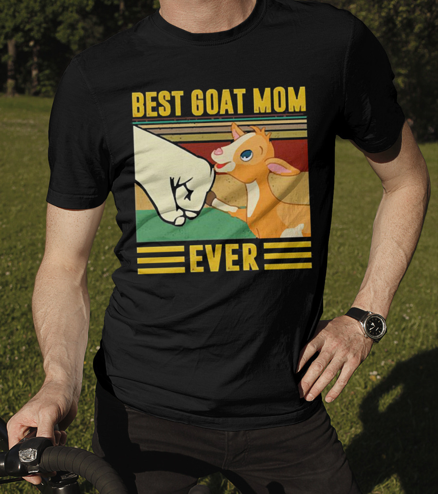 Best Goat Mom Ever Fist Bump With Adorable Cartoon Kid T-Shirt