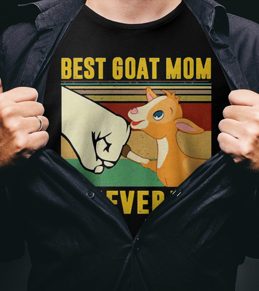 Best Goat Mom Ever Fist Bump With Adorable Cartoon Kid T-Shirt