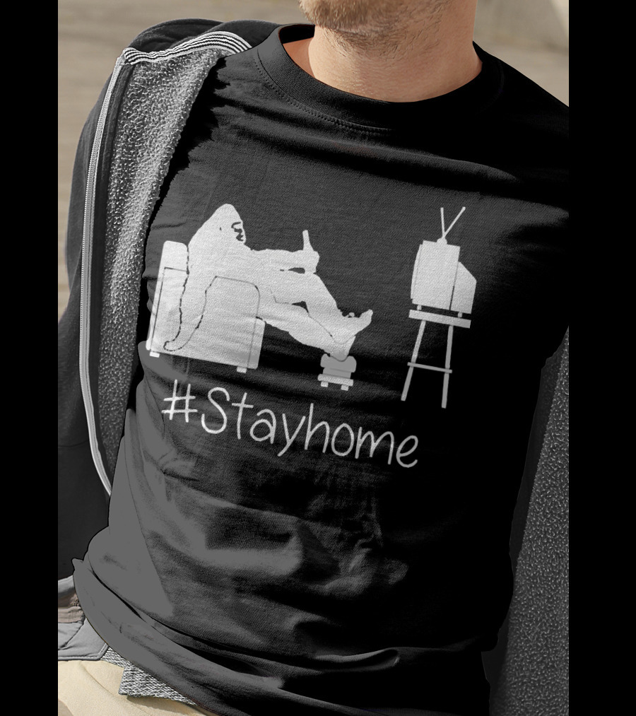 Bigfoot Relaxing Watching TV #Stayhome T-Shirt