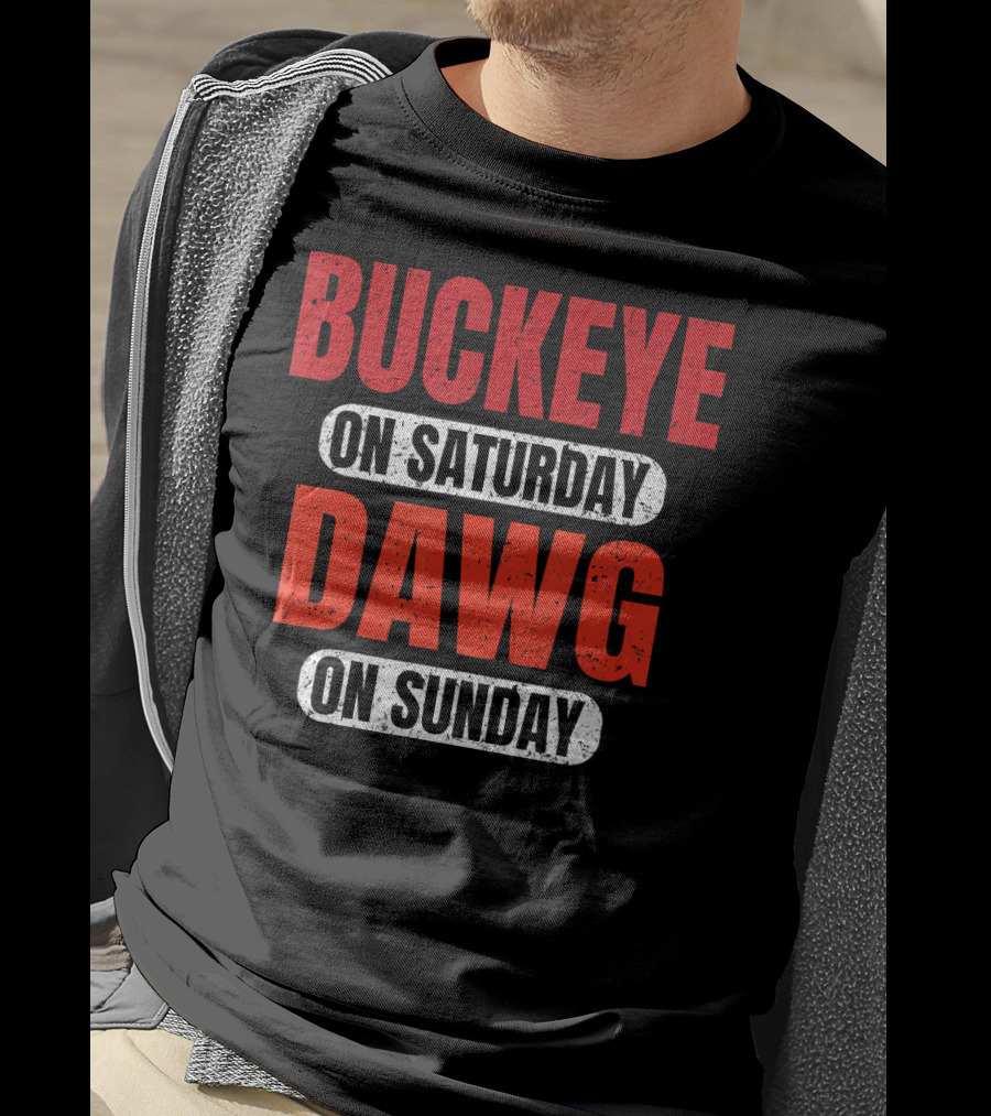 Buckeye On Saturday Dawg On Sunday Cleveland Ohio Football T-Shirt