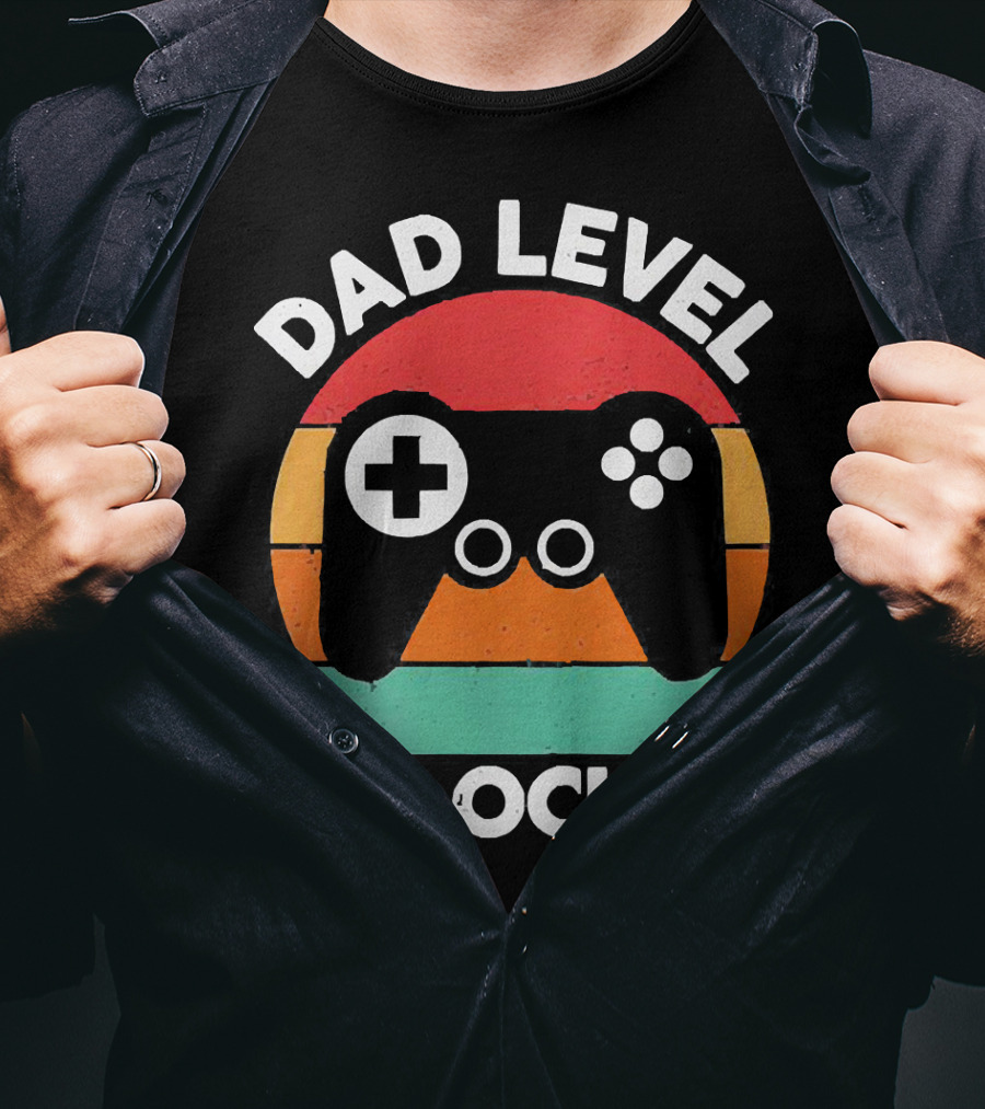Dad Level Unlocked Vintage Version Gamer Control T-Shirt