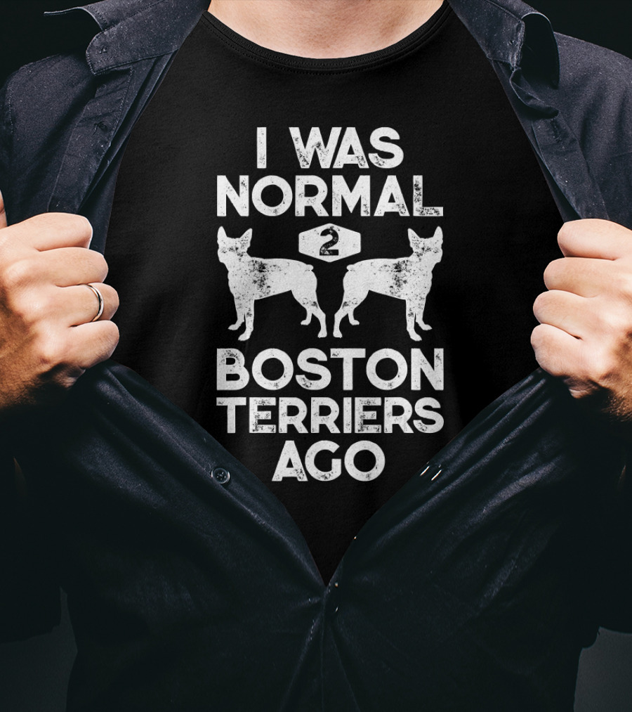 I Was Normal 2 Boston Terriers Ago Iconic Dog Lover Fun Phrase T-Shirt