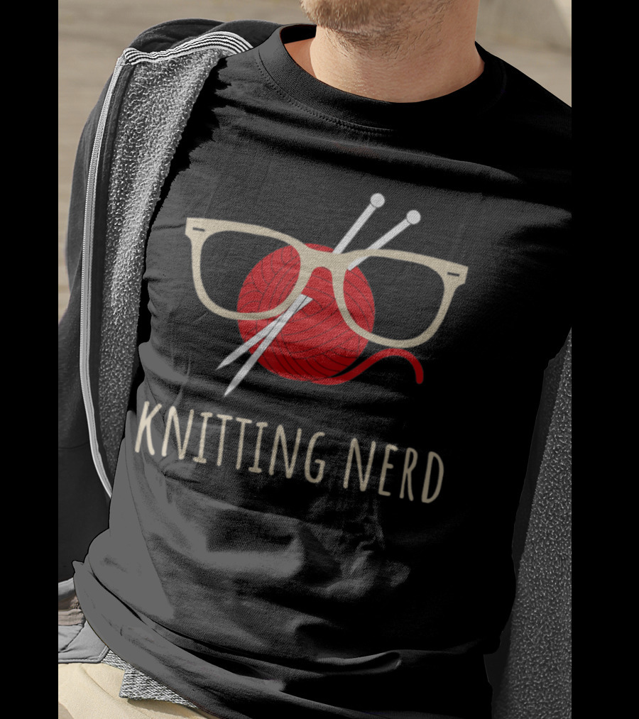 Knitting Nerd Funny Grandma Mom Yarn Lover Knit Needles T-Shirt