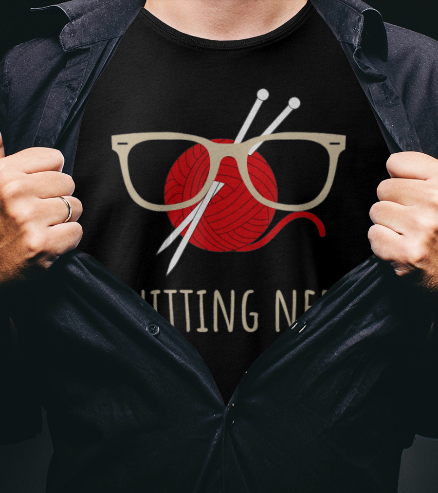 Knitting Nerd Funny Grandma Mom Yarn Lover Knit Needles T-Shirt