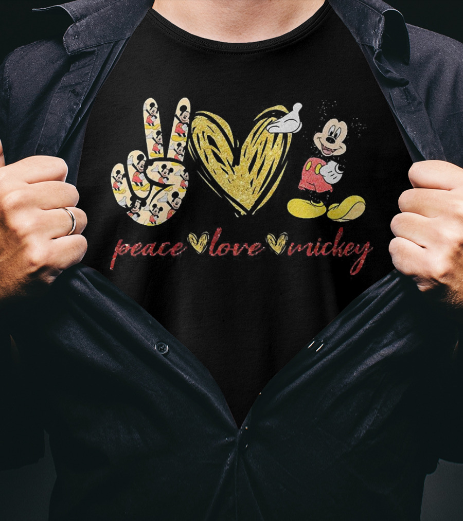 Peace Love Mickey Mouse Vintage Iconic Disney T-Shirt