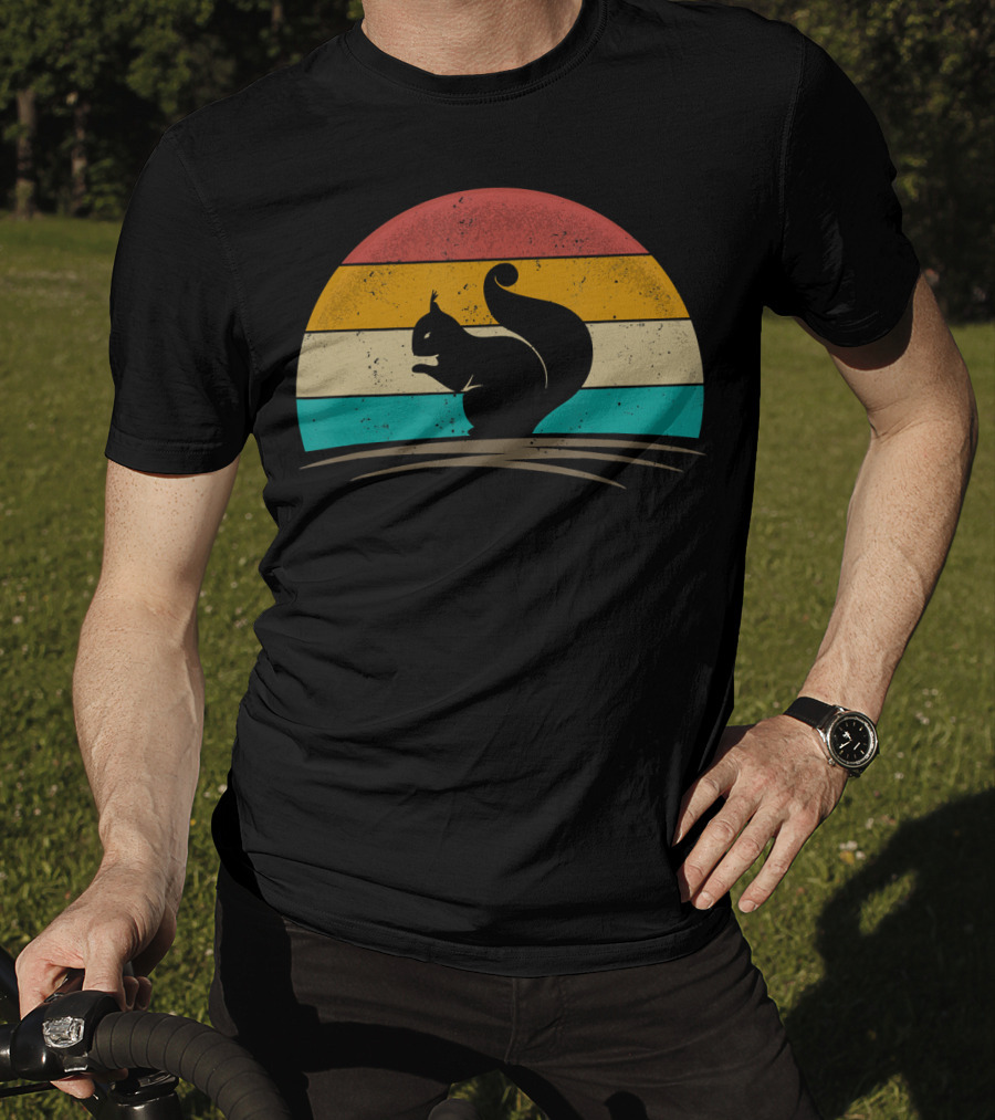Squirrel Retro Vintage 70s Sunset Stripes T-Shirt