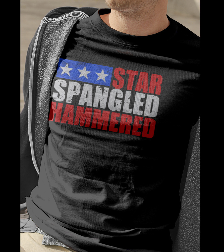 Star Spangled Hammered USA Patriotic Festival Party Wear T-Shirt