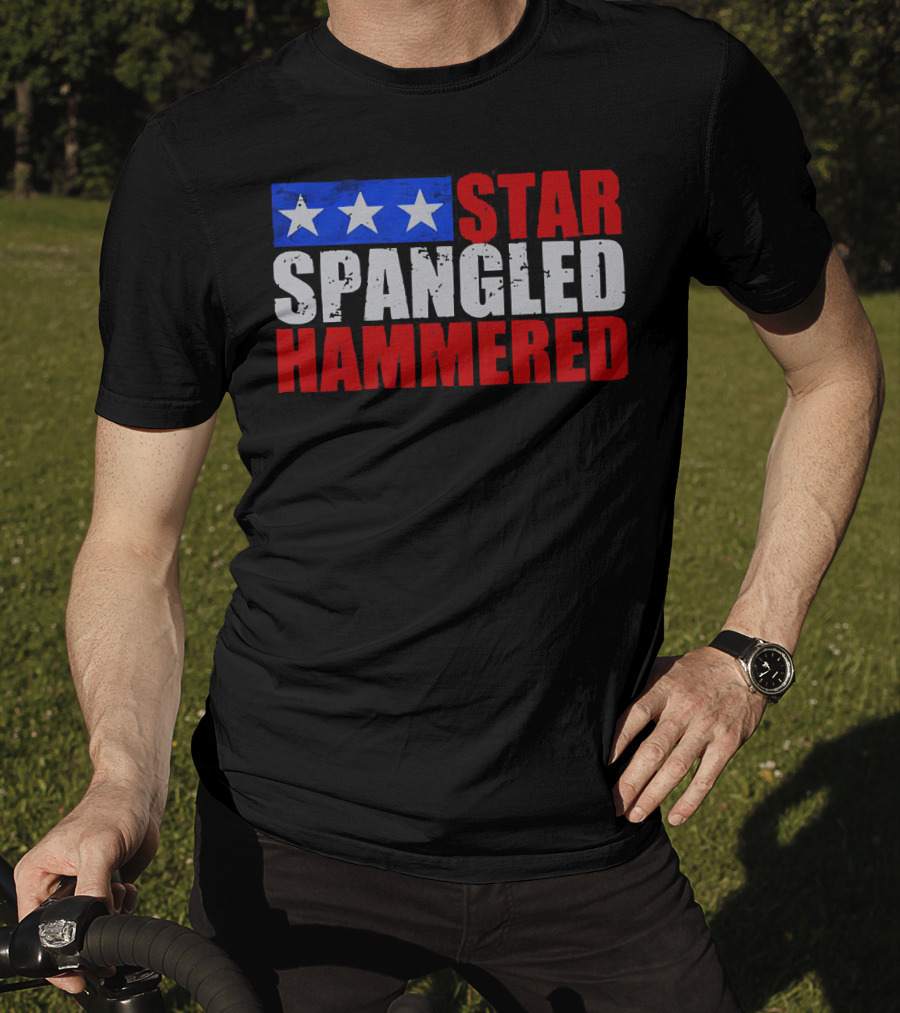 Star Spangled Hammered USA Patriotic Festival Party Wear T-Shirt