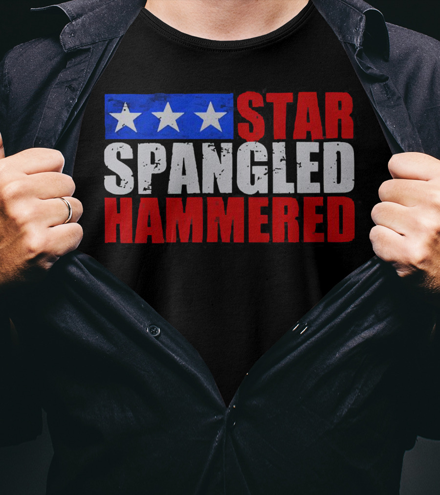 Star Spangled Hammered USA Patriotic Festival Party Wear T-Shirt