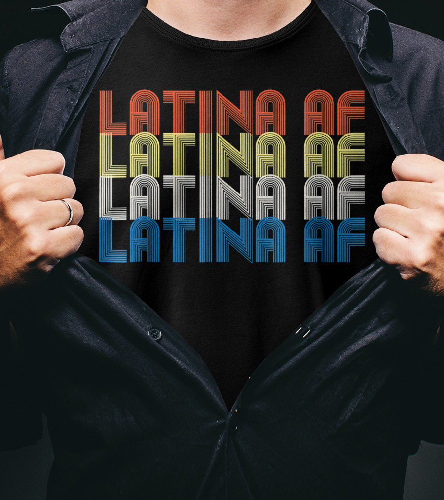 Latina AF Vintage Feminist Rainbow Stripes T-Shirt