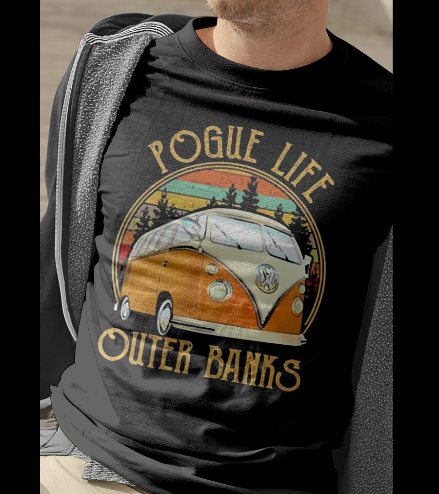 Pogue Life Outer Banks Volkswagen Vintage Van Retro Sunset T-Shirt