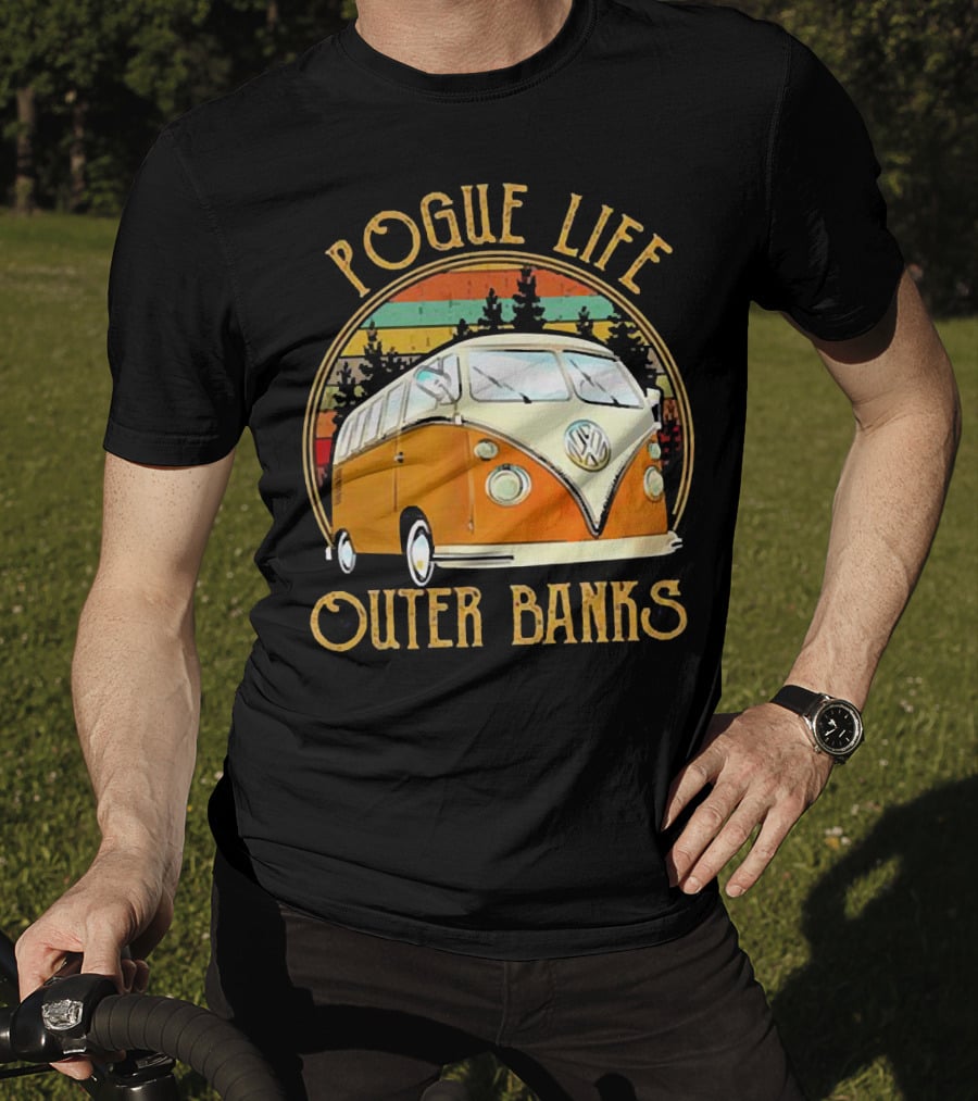 Pogue Life Outer Banks Volkswagen Vintage Van Retro Sunset T-Shirt