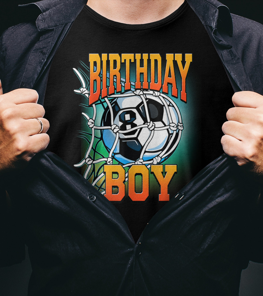 Birthday Boy Soccer Eight 8 Year Old Birthday T-Shirt
