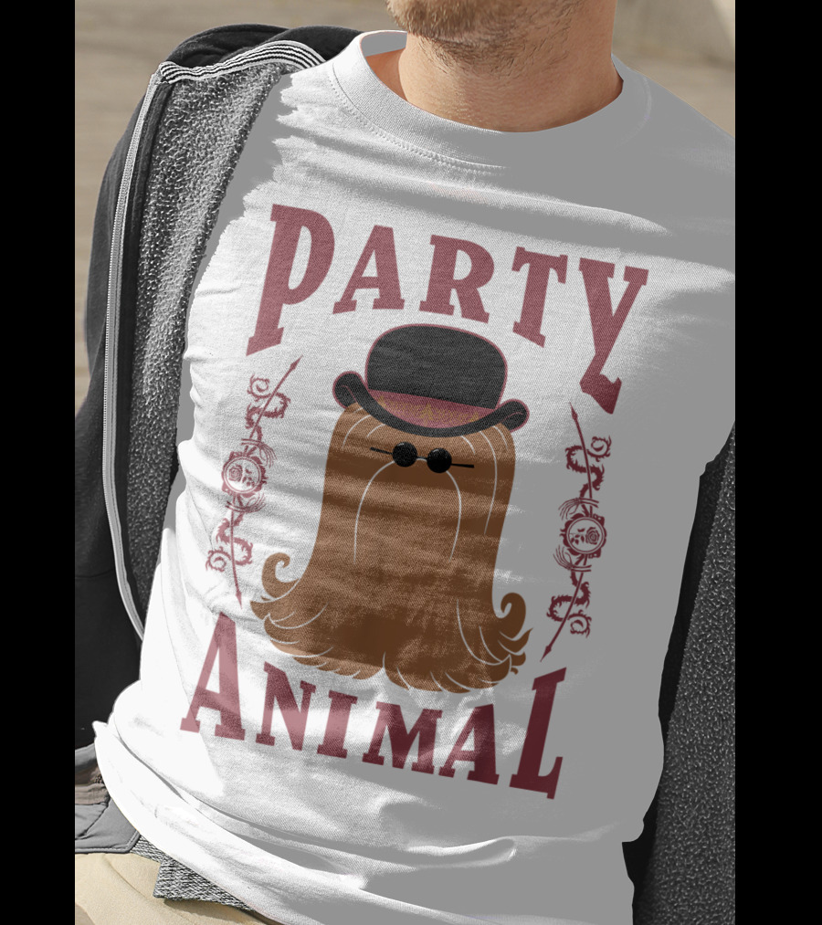 Addams Family Cousin It Party Animal Top Hat And Sunglasses T-Shirt