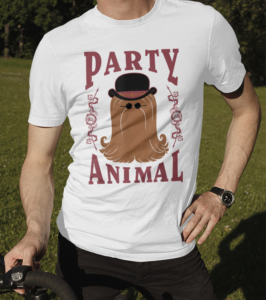 Addams Family Cousin It Party Animal Top Hat And Sunglasses T-Shirt