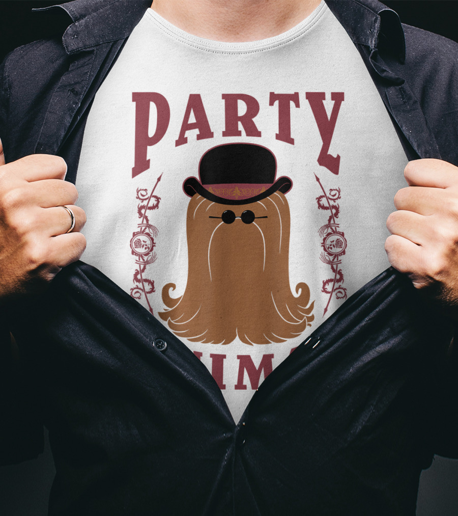 Addams Family Cousin It Party Animal Top Hat And Sunglasses T-Shirt