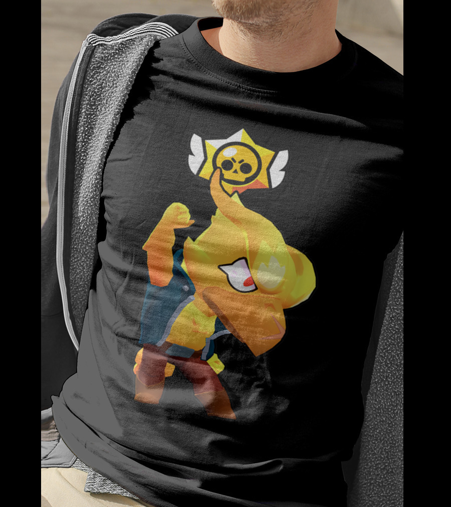 Brawl Stars Crow Character Icon With Skull Star Badge T-Shirt