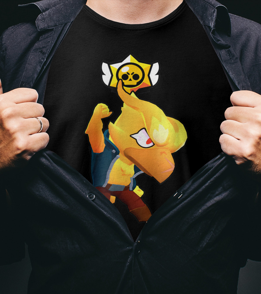 Brawl Stars Crow Character Icon With Skull Star Badge T-Shirt