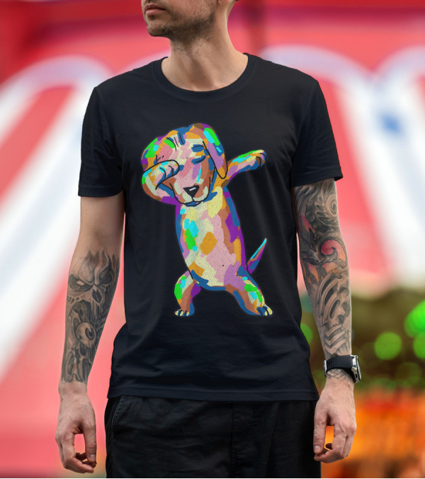 Premium T-Shirt: Colorful Dabbing Wiener Dog Funny Dachshund Dab T-Shirt Colorful Dabbing Wiener Dog Funny Dachshund Dab T-Shirt