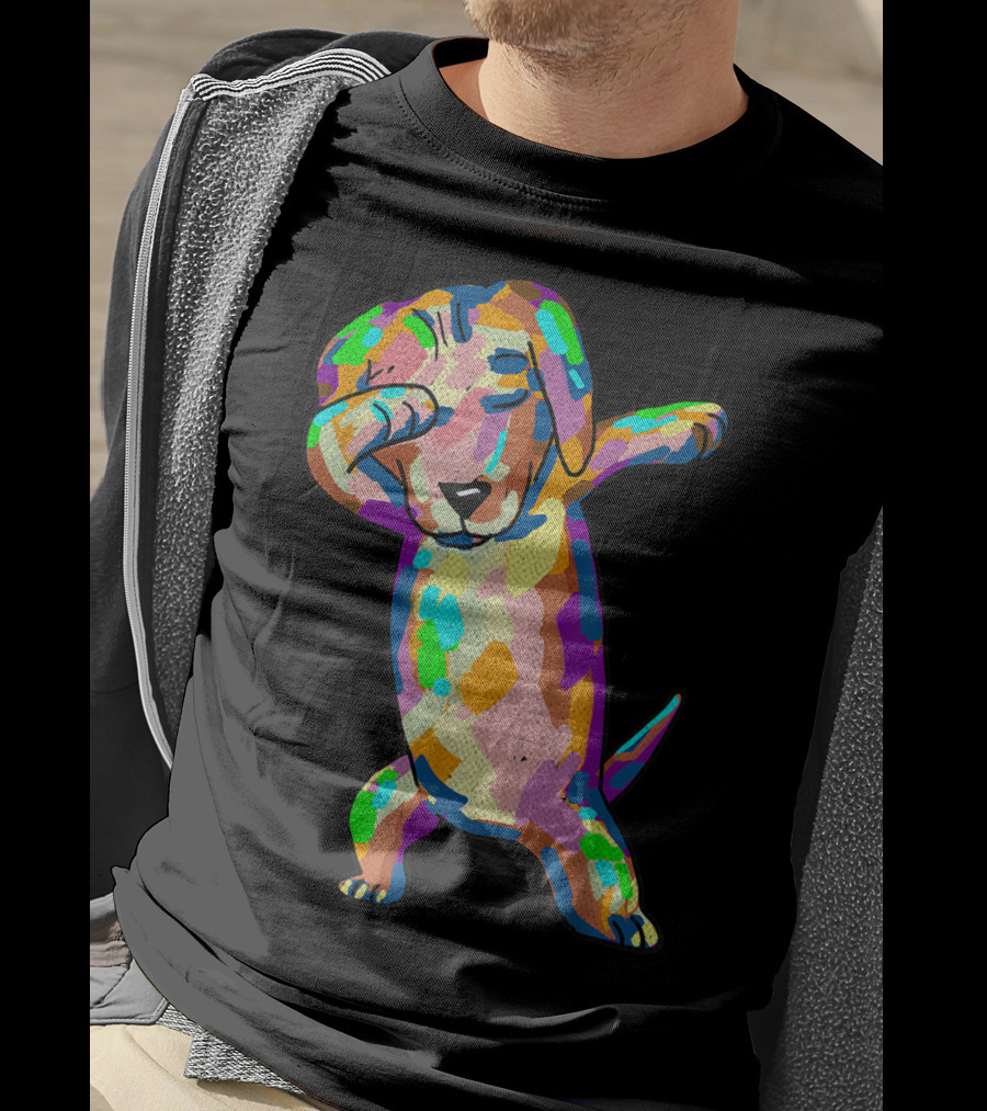 Colorful Dabbing Wiener Dog Funny Dachshund Dab T-Shirt