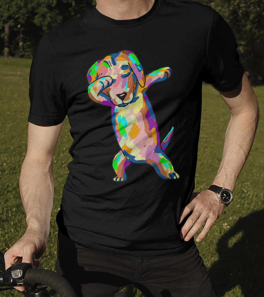 Colorful Dabbing Wiener Dog Funny Dachshund Dab T-Shirt