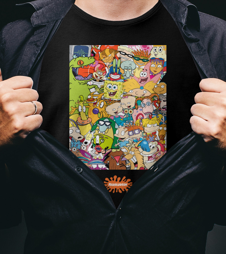 Nickelodeon 90s Cartoon Characters Compilation Group Shot T-Shirt