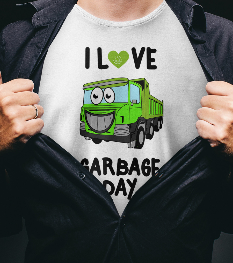 I Love Garbage Day Vintage Style Cartoon Garbage Truck T-Shirt