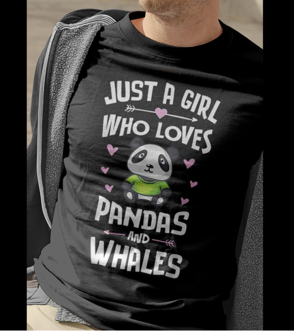 Just A Girl Who Loves Pandas And Whales Cute Panda Heart Arrows T-Shirt